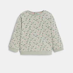 سترة من الصوف الناعم برسوم أزهار باللون الرمادي للفتيات الرضع